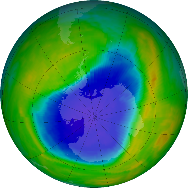 Antarctic ozone map for 27 October 1990